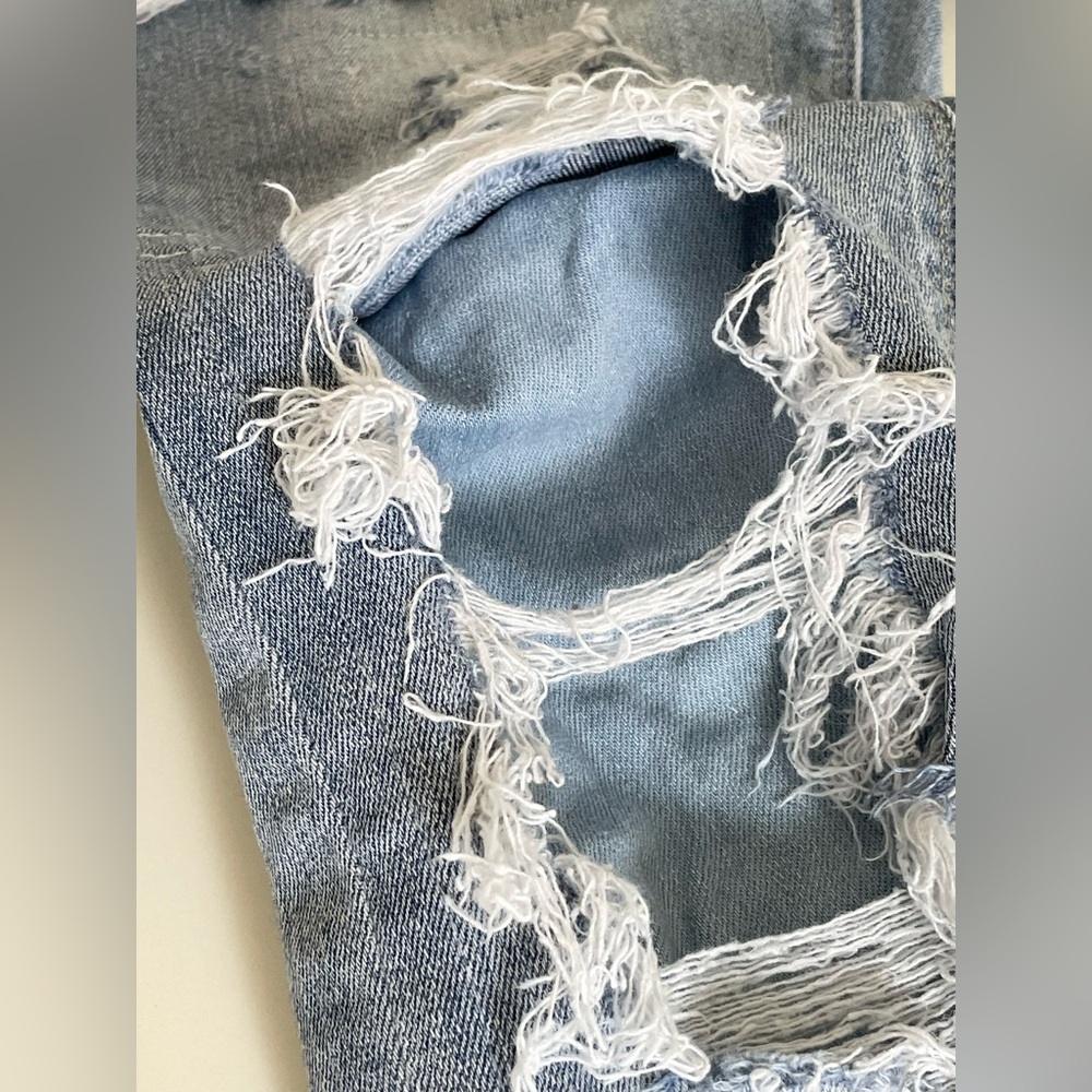 Express Blue Skinny Jeans Distressed Ripped Mid-Rise Women’s 00R - Picture 7 of 12